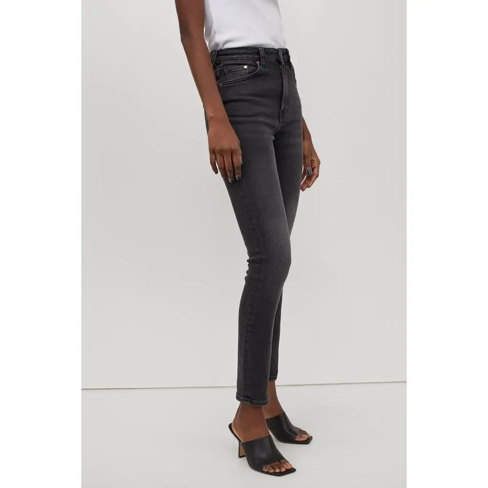 H&M Conscious High-Waist Skinny Jeans Washed Black Denim 29 x 30 Stretch